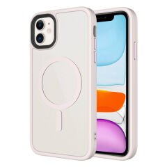 iPhone 11 Kılıf Mat Arka Yüzey Wireless Şarj Özellikli Zore Flet M-safe Kılıf Koyu Yeşil