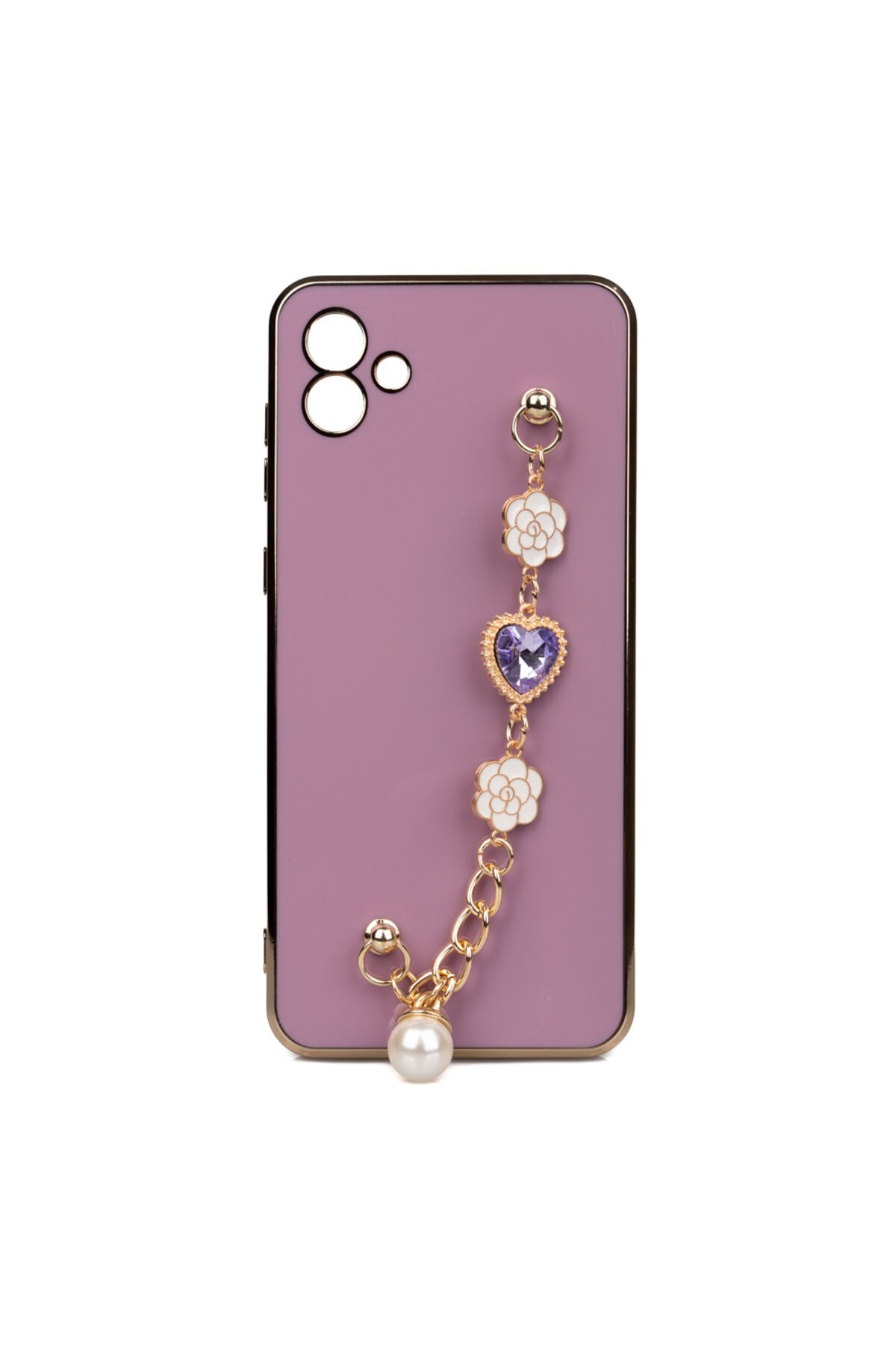 Galaxy A04 Kılıf El Tutamaçlı Kamera Korumalı BSAY Taka Silikon Kapak - Pembe Mor