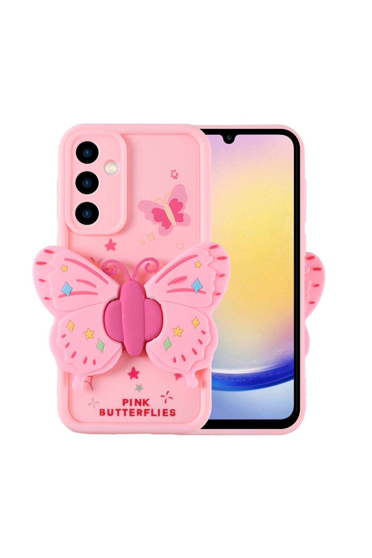 Galaxy A25 Kılıf Kamera Korumalı Figür Tasarımlı BSAY Kapya Kapak-Pembe Açık Pembe Açık