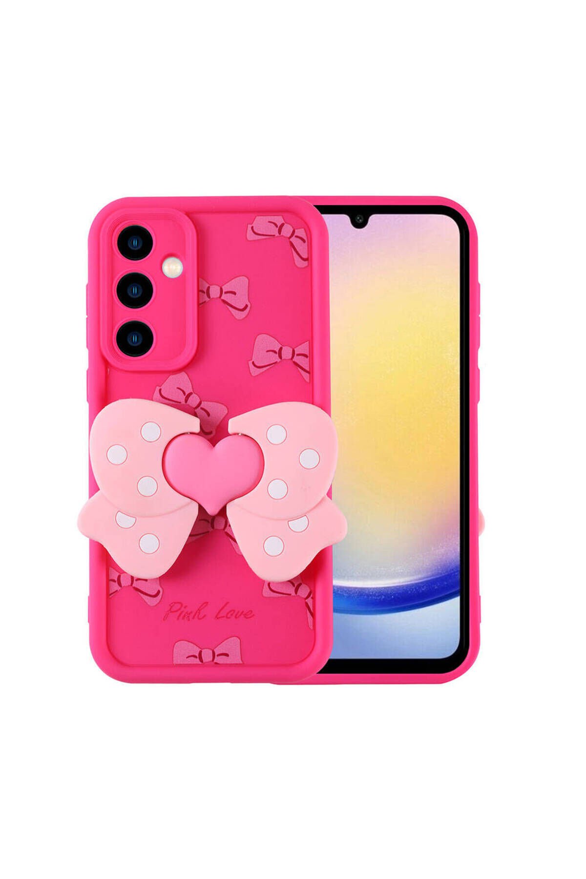 Galaxy A25 Kılıf Kamera Korumalı Figür Tasarımlı BSAY Kapya Kapak-Pembe Açık Pembe Koyu