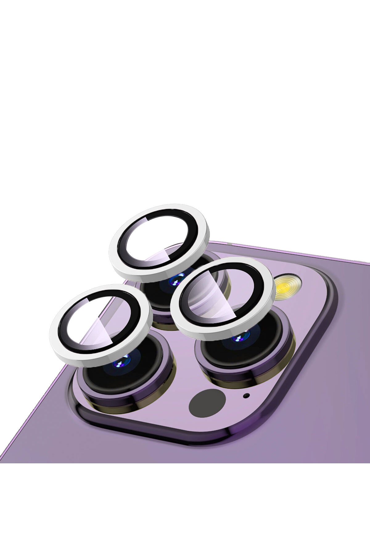 iPhone 15 Pro Max Uyumlu BSAY CL-12 Premium Safir Parmak İzi Bırakmayan Anti-RefCLOive Kamera Gümüş