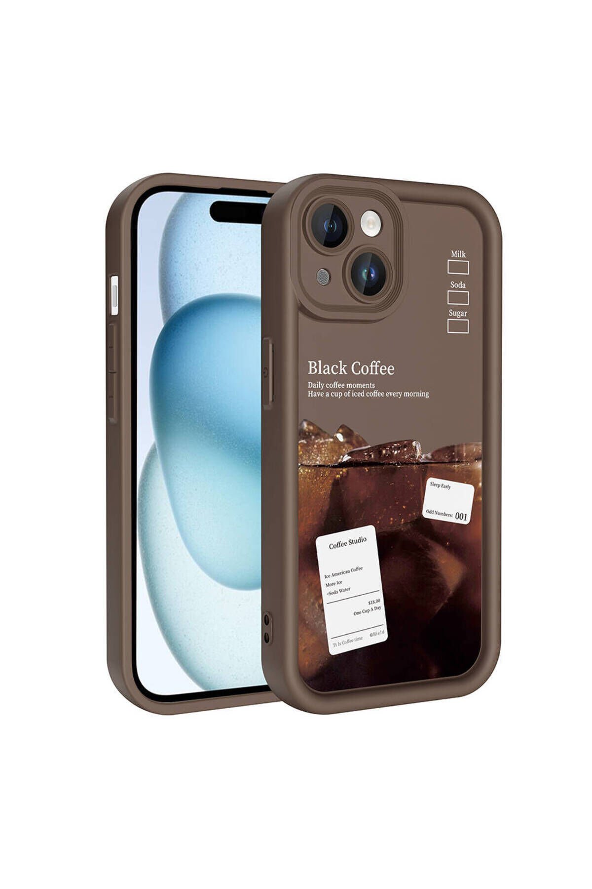 iPhone 15 Kılıf Kamera Korumalı Baskılı Arka Yüzey ZPRB Klas Kapak - Açık Kahve Açık Kahve