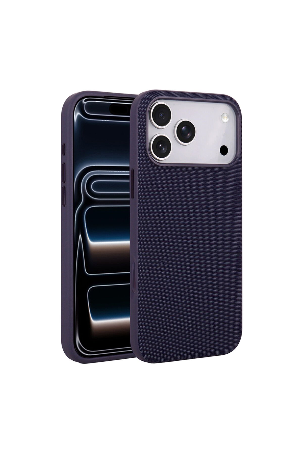 iPhone 17 Pro Max Kılıf M-Safe Şarj Özellikli Kumaş Tasarımlı BSAY Miami Sert PC Kapak - Yeşil Mor