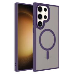 Galaxy S23 Ultra Kılıf Mat Arka Yüzey Wireless Şarj Özellikli Zore Flet M-safe Kılıf Siyah