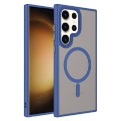 Galaxy S23 Ultra Kılıf Mat Arka Yüzey Wireless Şarj Özellikli Zore Flet M-safe Kılıf Koyu Yeşil