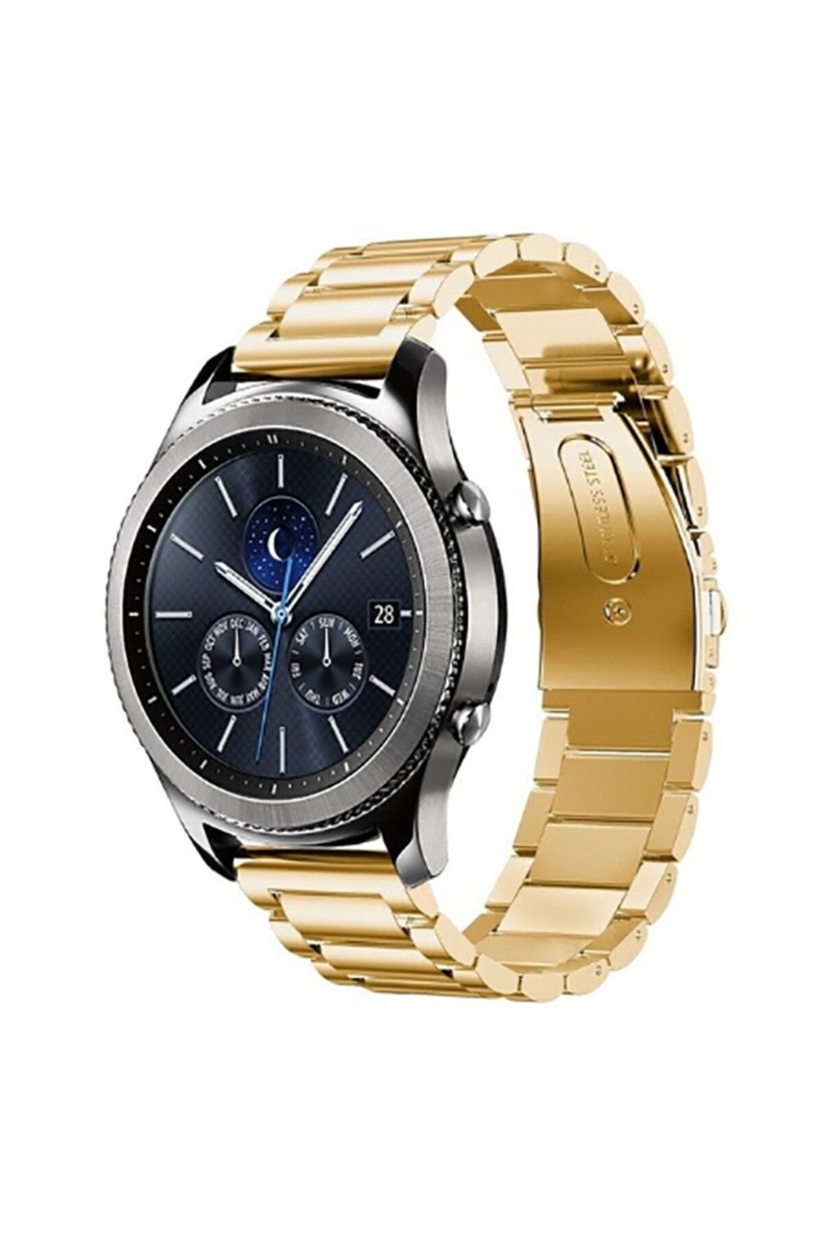 Gear S3 (22mm) Uyumlu KRD-04 Metal BSAY Kordon-Gümüş Gümüş