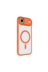 iPhone 17 Air Kılıf Wireless Şarj Özellikli Zore Krom M-safe Silikon Kapak - Desert Gold