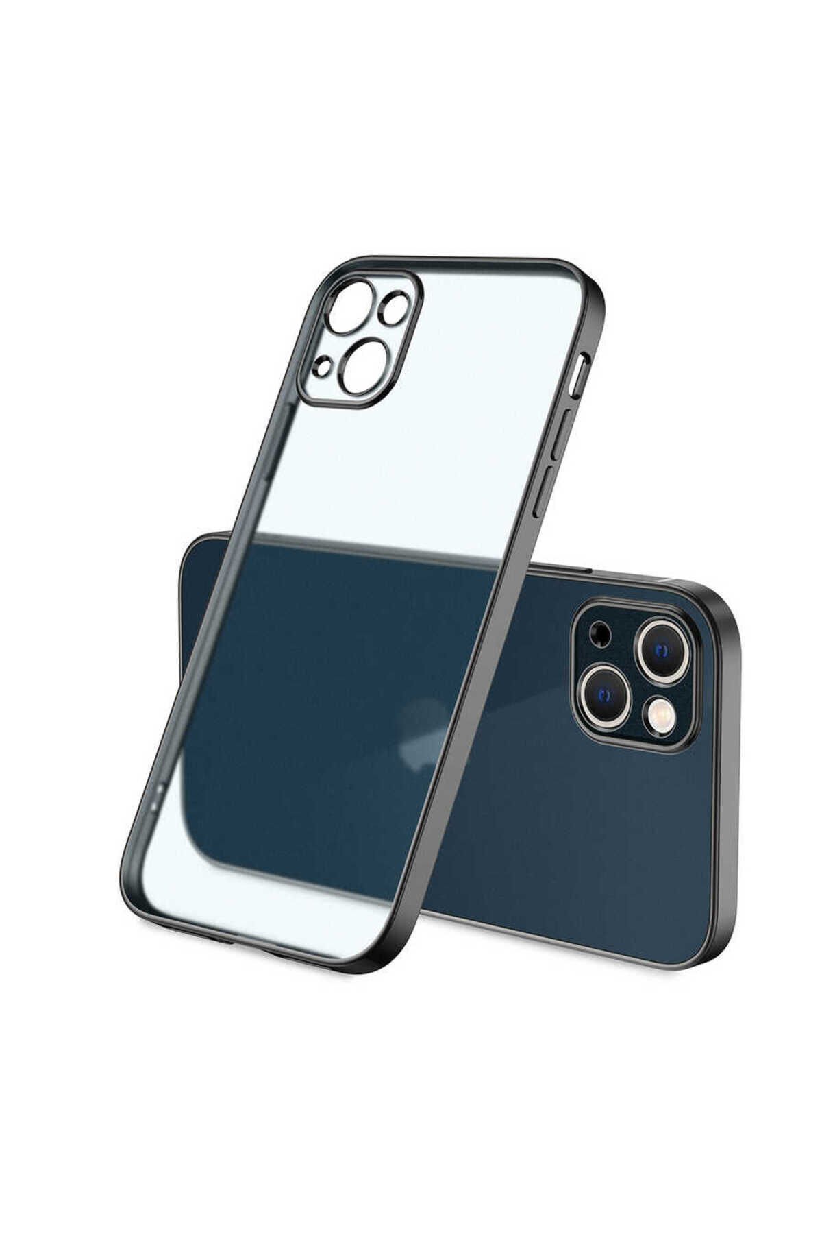 iPhone 13 Mini Uyumlu BSAY Mat Gbox Kılıf-Siyah Siyah