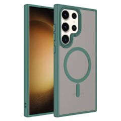 Galaxy S23 Ultra Kılıf Mat Arka Yüzey Wireless Şarj Özellikli Zore Flet M-safe Kılıf Mor