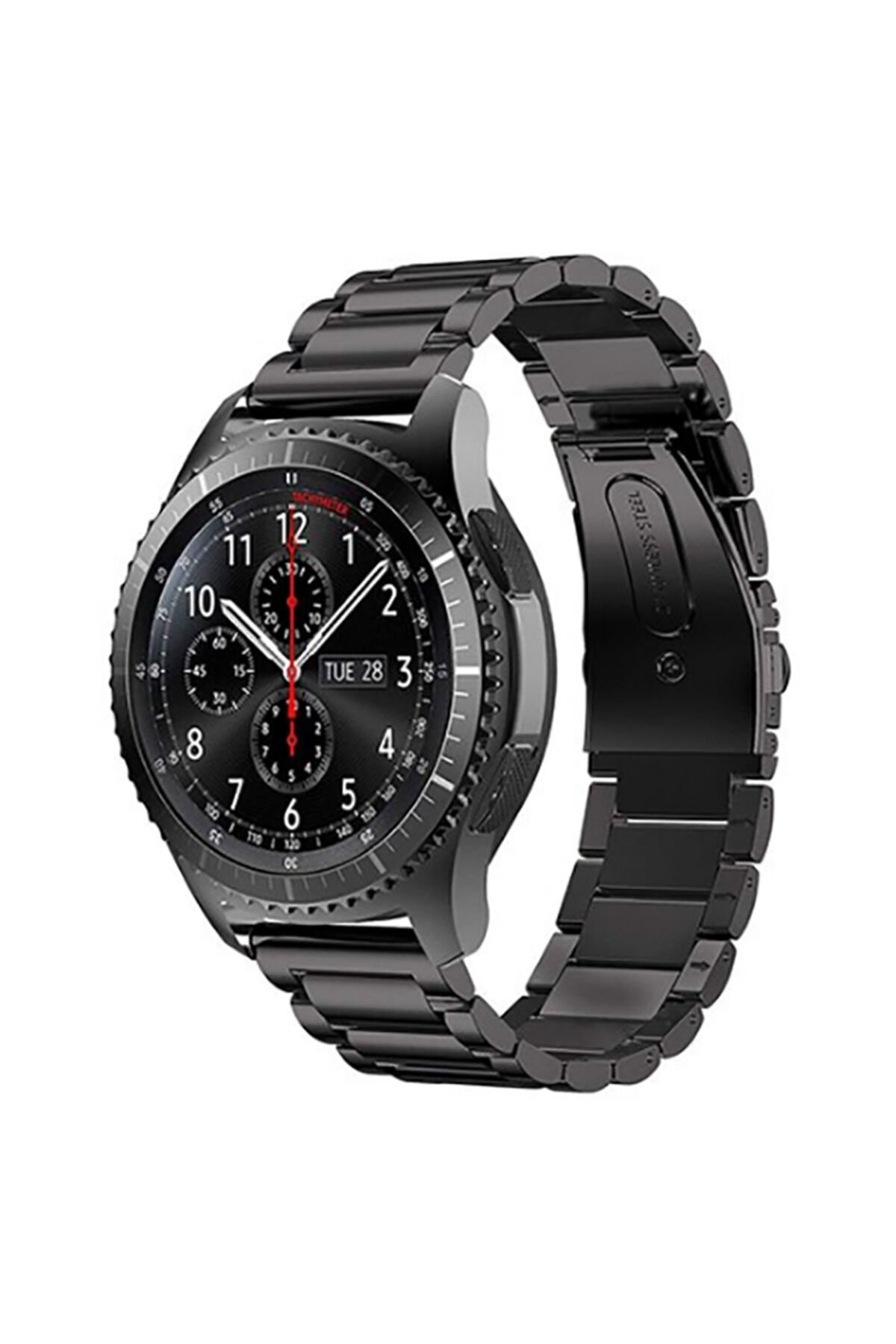 Galaxy Watch 42mm (20mm) Uyumlu KRD-04 Metal BSAY Kordon-Siyah Siyah