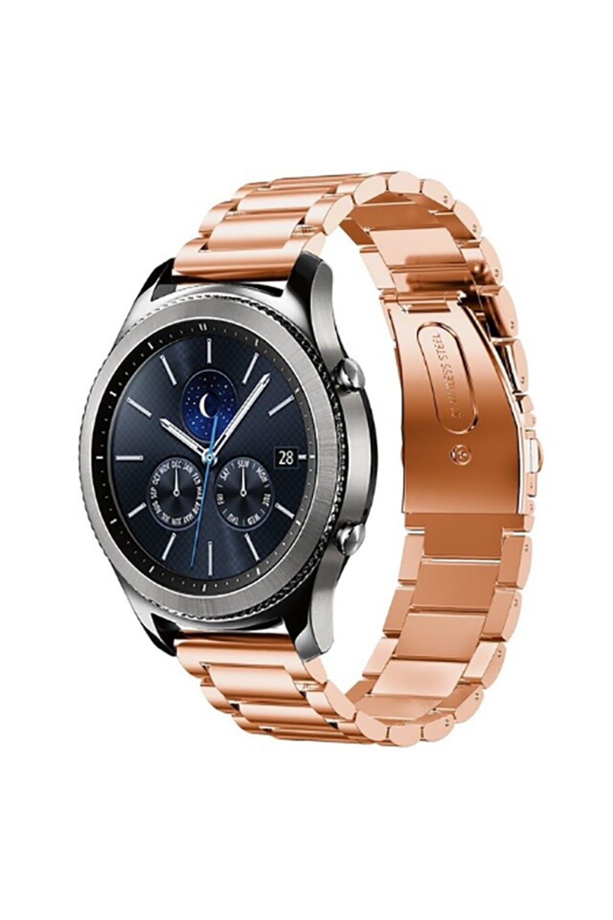 Galaxy Watch 46mm (22mm) Uyumlu KRD-04 Metal BSAY Kordon-Gümüş Gümüş