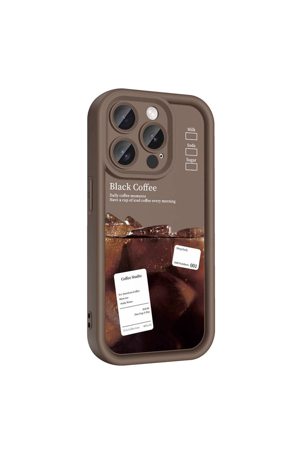 iPhone 15 Pro Max Kılıf Kamera Korumalı Baskılı Arka Yüzey BSAY Klas Kapak - Beyaz Koyu Kahve