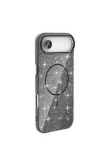 iPhone 17 Air Kılıf M-safe Şarj Özellikli Parlayan Simli ZPRB Okso Kapak - Gold Altın