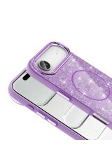 iPhone 17 Air Kılıf M-safe Şarj Özellikli Parlayan Simli ZPRB Okso Kapak - Gold Altın