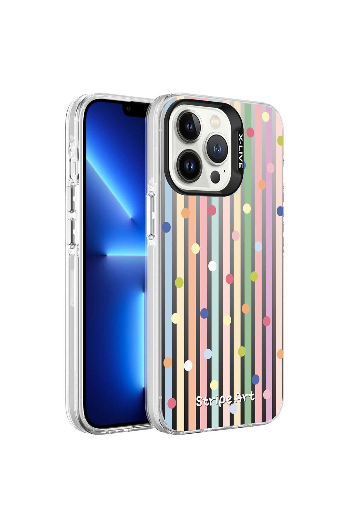 iPhone 13 Pro Uyumlu Desenli BSAY Silver Sert Kılıf-Mottolar Noktalar