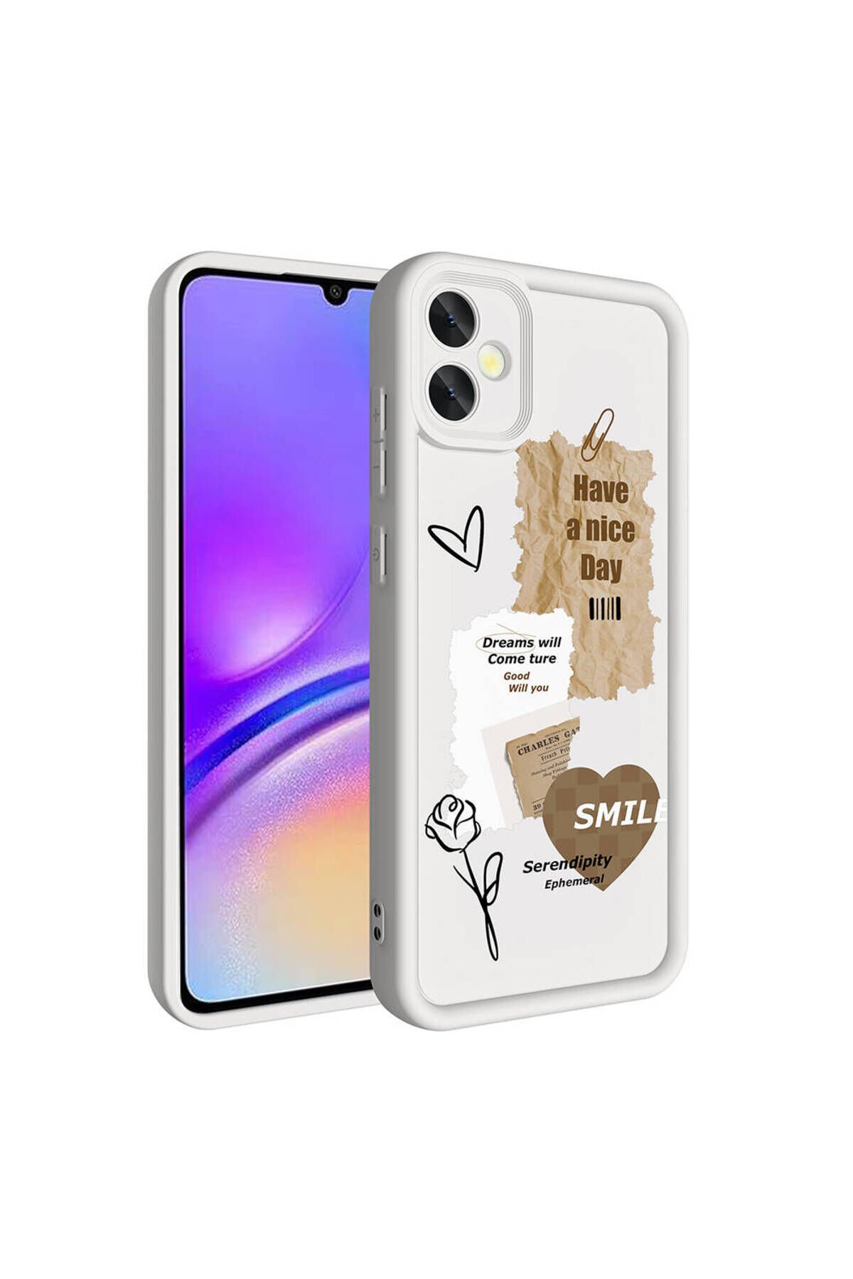 Galaxy A05 Kılıf Kamera Korumalı Baskılı Arka Yüzey BSAY Klas Kapak - Koyu Kahve Siyah