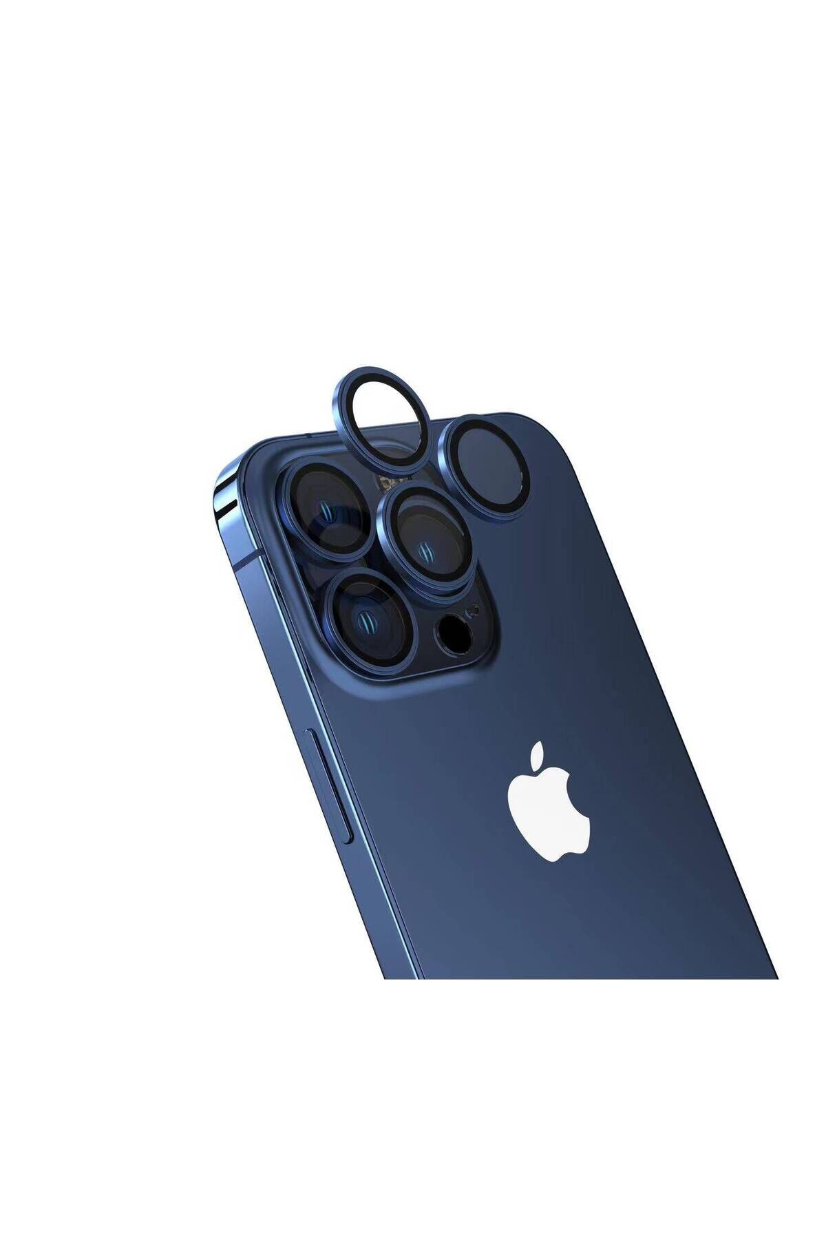 iPhone 15 Pro Uyumlu BSAY CL-15 Parmak İzi Bırakmayan Anti-RefCLOive Kamera Koruyucu-Midn Midnight