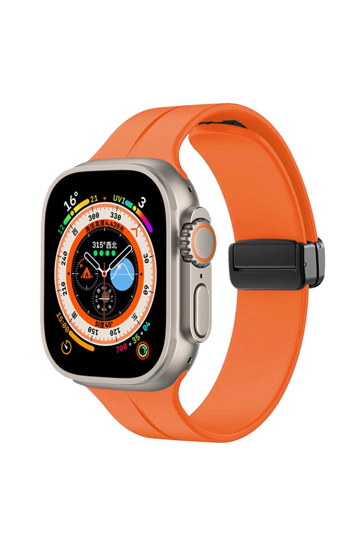 Watch Ultra 49mm Uyumlu KRD-84 Uyumlu MRN Kordon Turuncu Turuncu