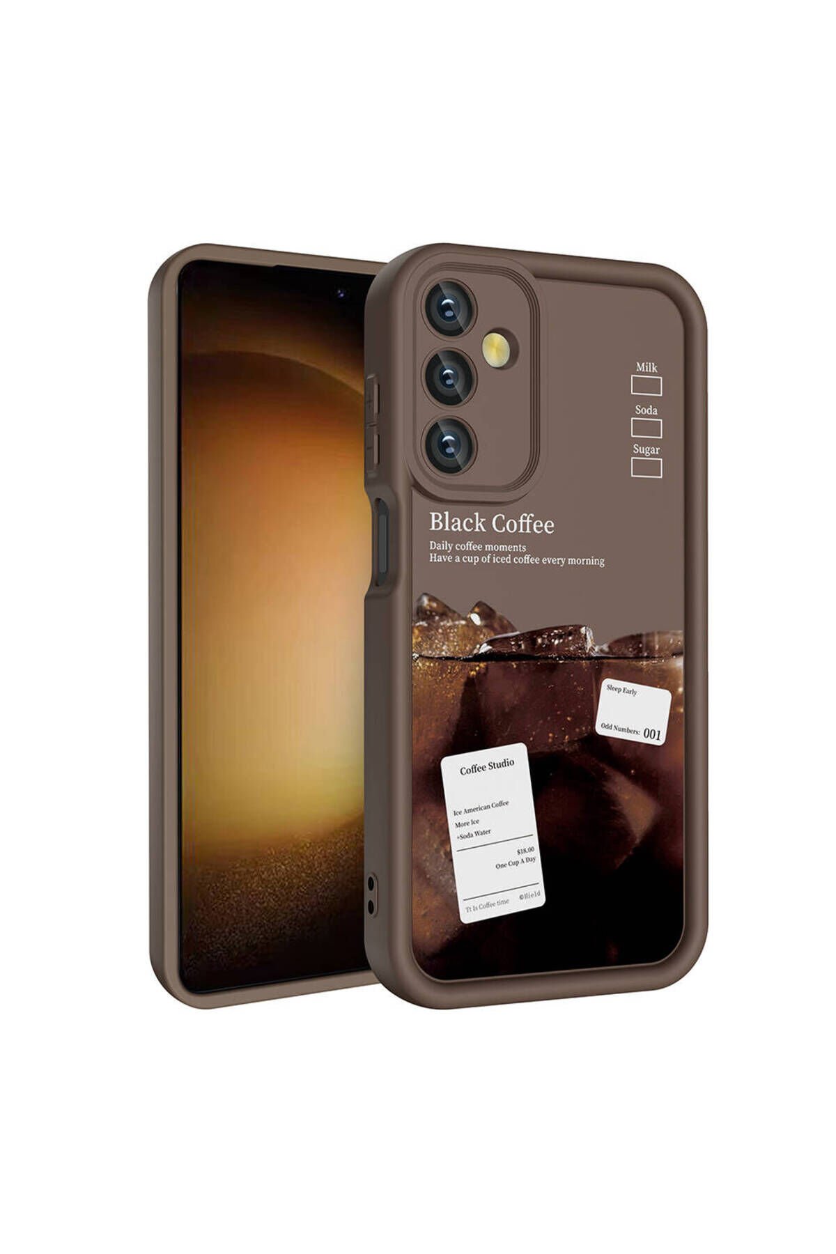 Galaxy A05S Kılıf Kamera Korumalı Baskılı Arka Yüzey Klas Kılıf - Siyah Koyu Kahve