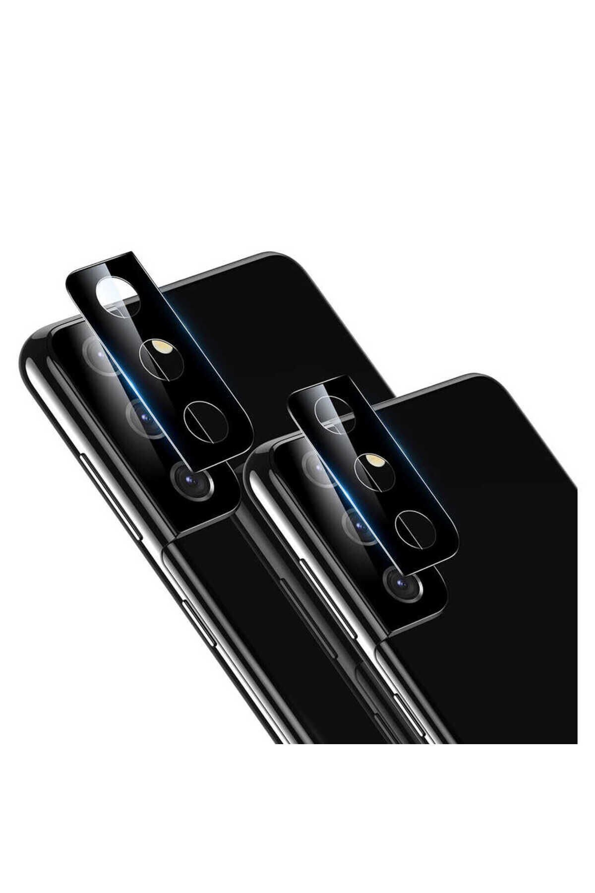 Galaxy S21 Plus Uyumlu BSAY Kamera Koruyucu Cam Filmi-Siyah Siyah