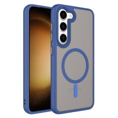 Galaxy S23 Kılıf Mat Arka Yüzey Wireless Şarj Özellikli Zore Flet M-safe Kılıf Yeşil