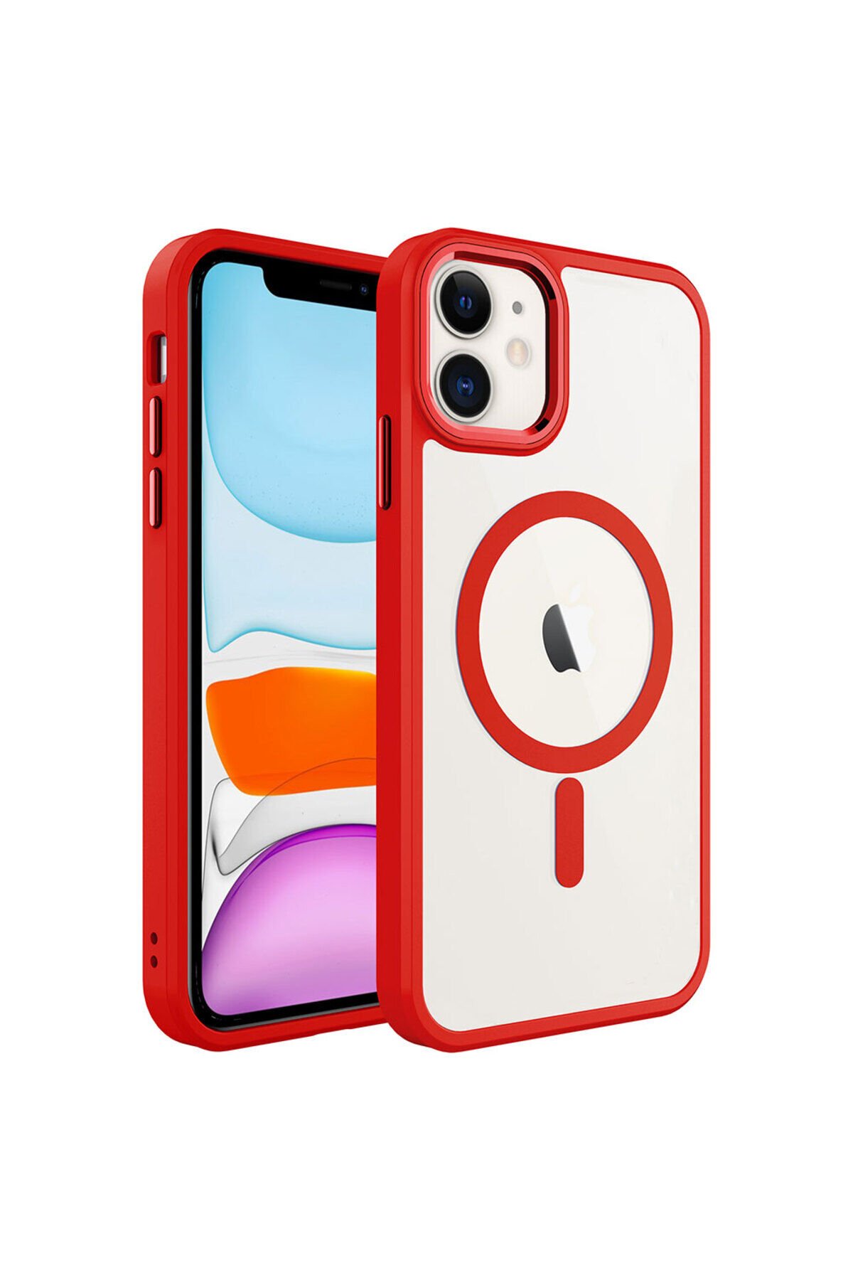 iPhone 11 Kılıf Wireless Şarj Özellikli BSAY Krom Magsafe Silikon Kapak - Derin Mor Derin Mor