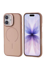 iPhone 17 Kılıf M-safe Şarj Özellikli Kamera Standlı Zore Notron Kapak - Turuncu Siyah