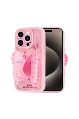 iPhone 15 Pro Kılıf Kamera Korumalı Figür Tasarımlı BSAY Kapya Kapak-Pembe Koyu Pembe Koyu