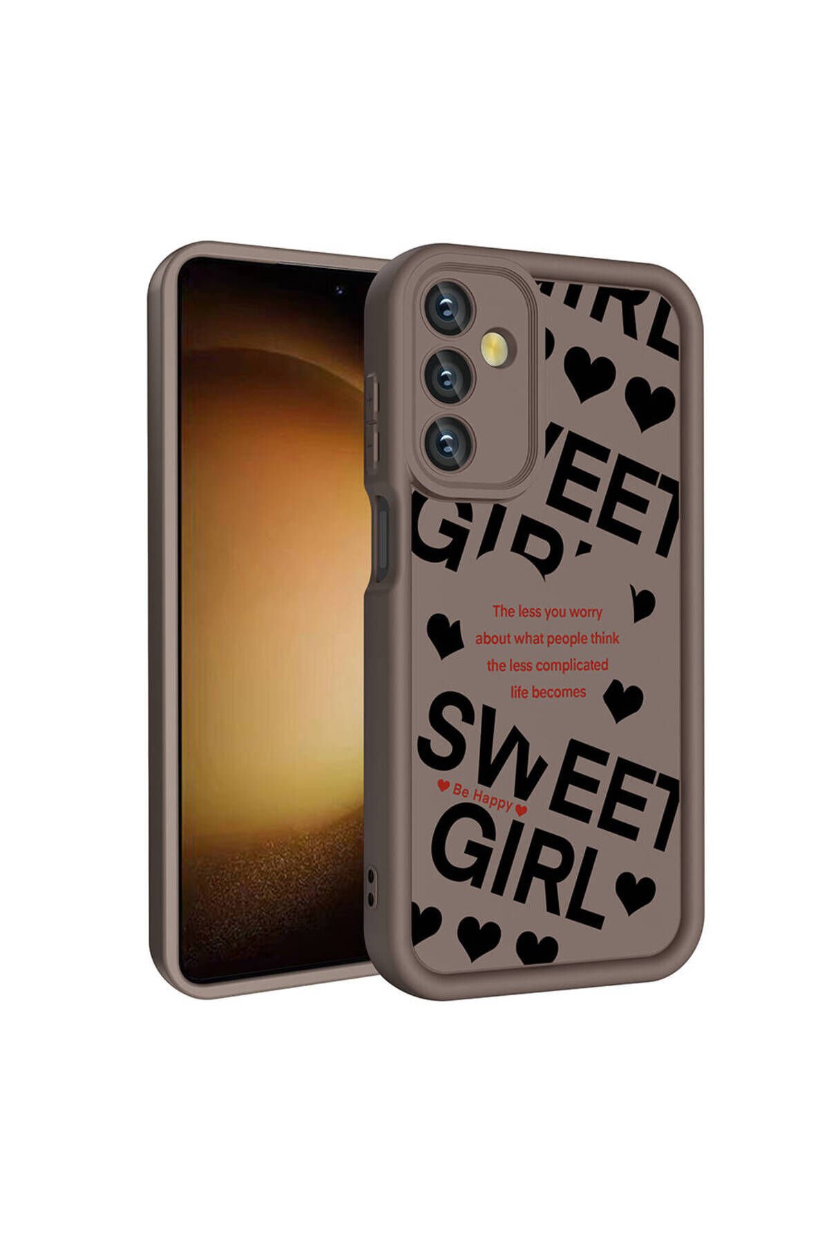 Galaxy A15 Kılıf Kamera Korumalı Baskılı Arka Yüzey GZST Klas Kapak - Açık Kahve Açık Kahve