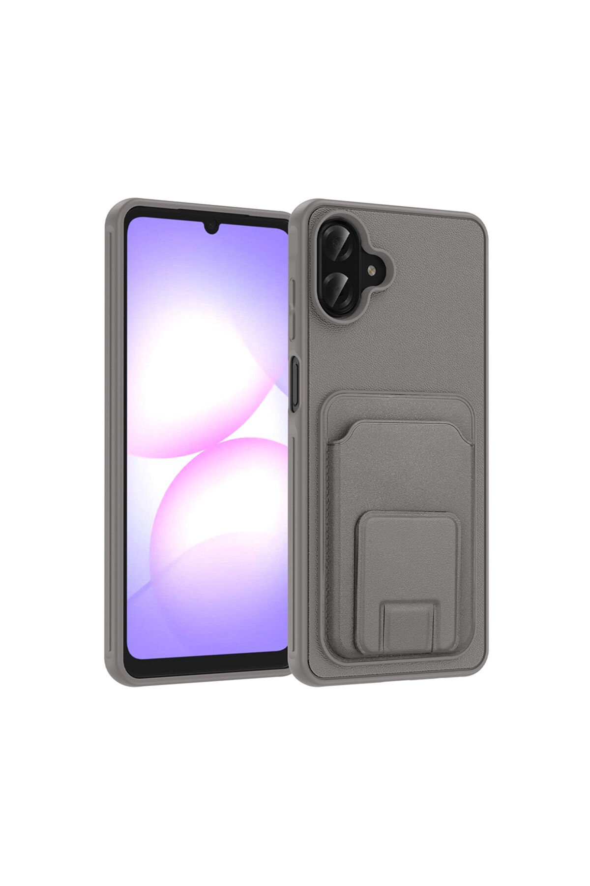 Galaxy A07 Kılıf Kartlıklı TPU BSAY Bikart Kapak - Koyu Yeşil Gri