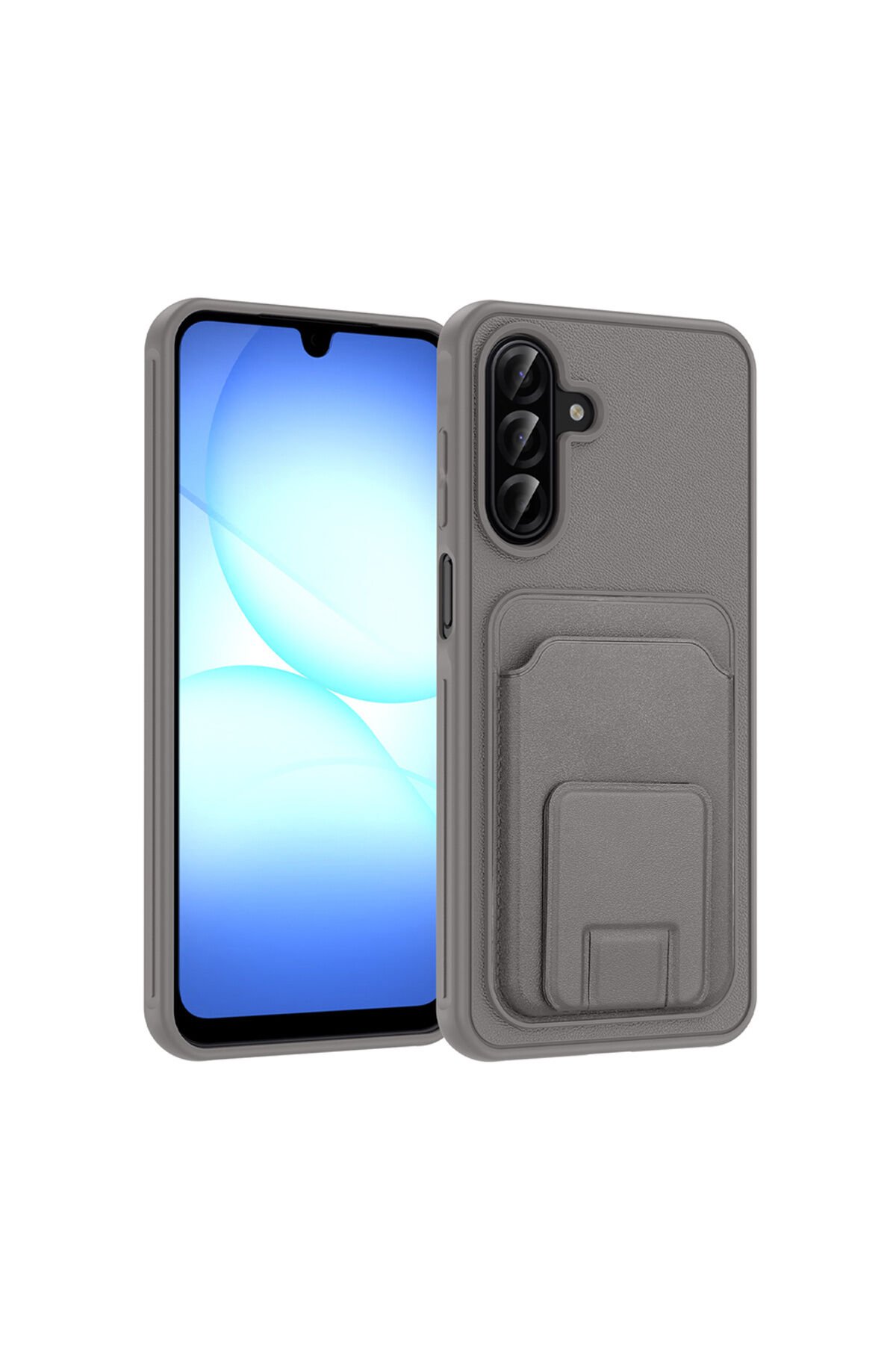 Galaxy A17 Kılıf Kartlıklı TPU BSAY Bikart Kapak - Koyu Yeşil Gri
