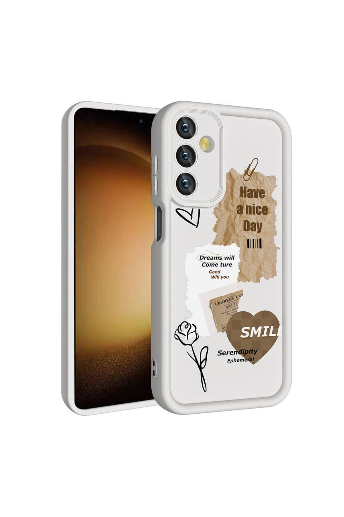 Galaxy A25 Kılıf Kamera Korumalı Baskılı Arka Yüzey BSAY Klas Kapak - Beyaz Siyah
