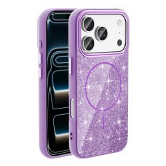 iPhone 17 Pro Kılıf M-safe Şarj Özellikli Parlayan Simli Zore Okso Kılıf