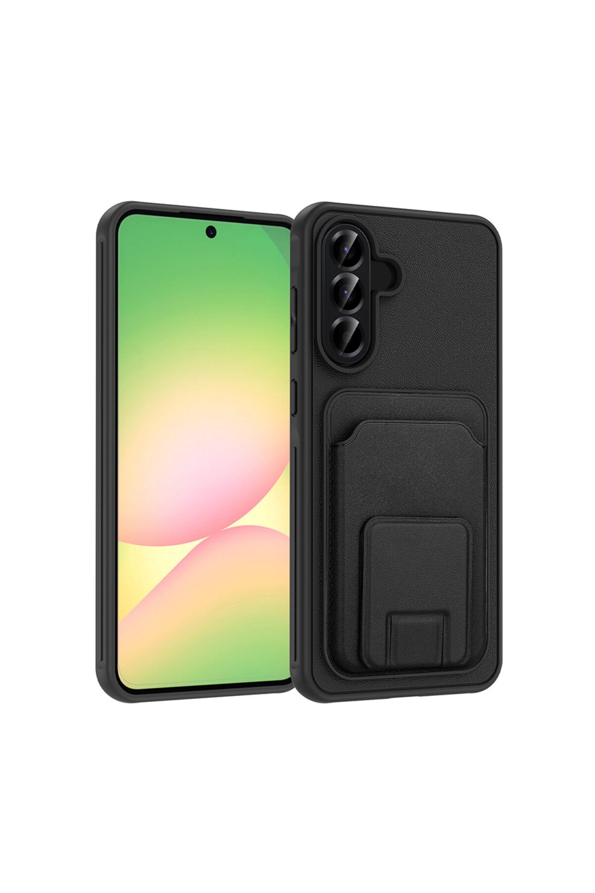 Galaxy A56 Kılıf Kartlıklı TPU BSAY Bikart Kapak - Koyu Yeşil Siyah