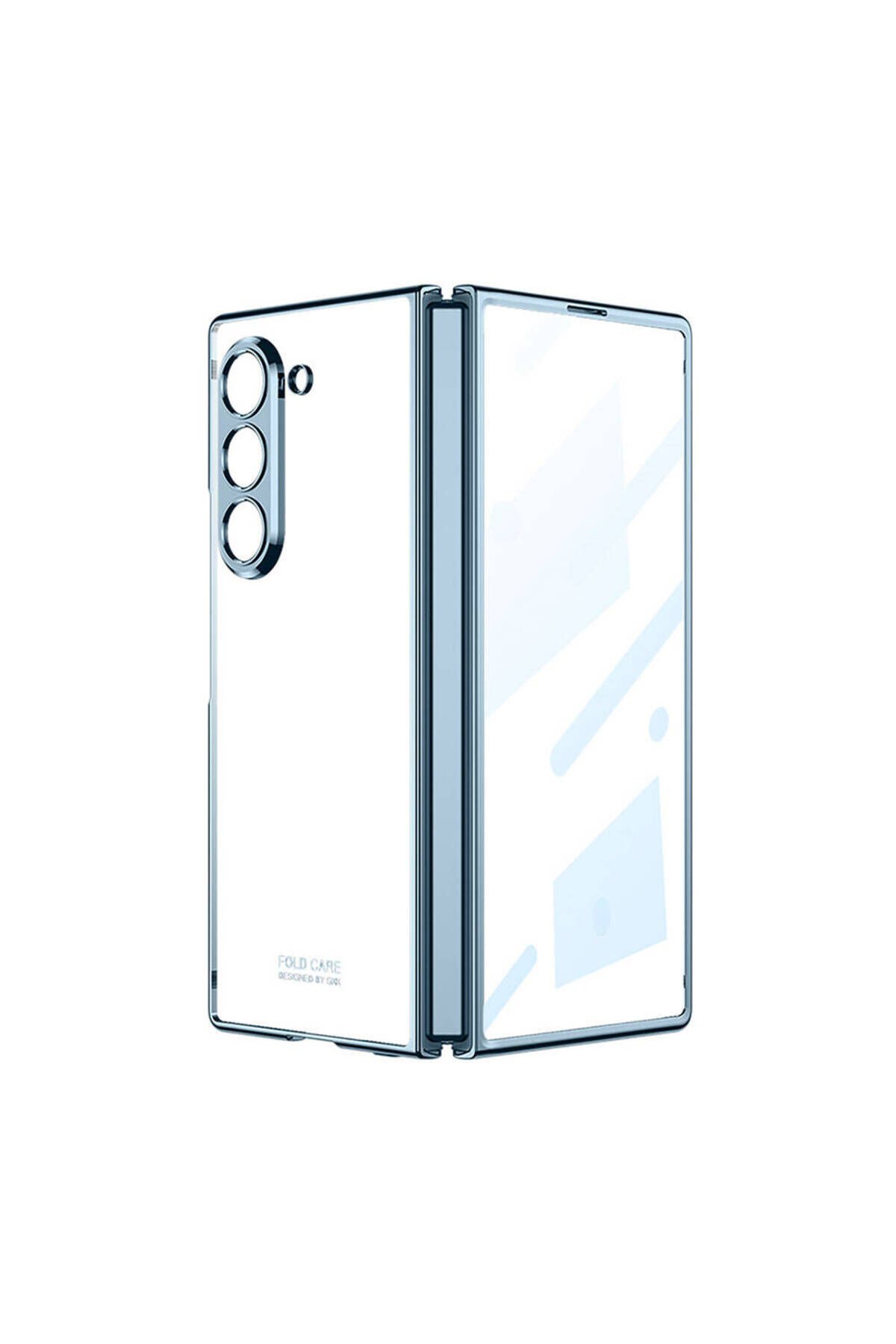 Galaxy Z Fold 6 Kılıf BSAY Full Camlı Kıpta Kapak-Mavi Mavi