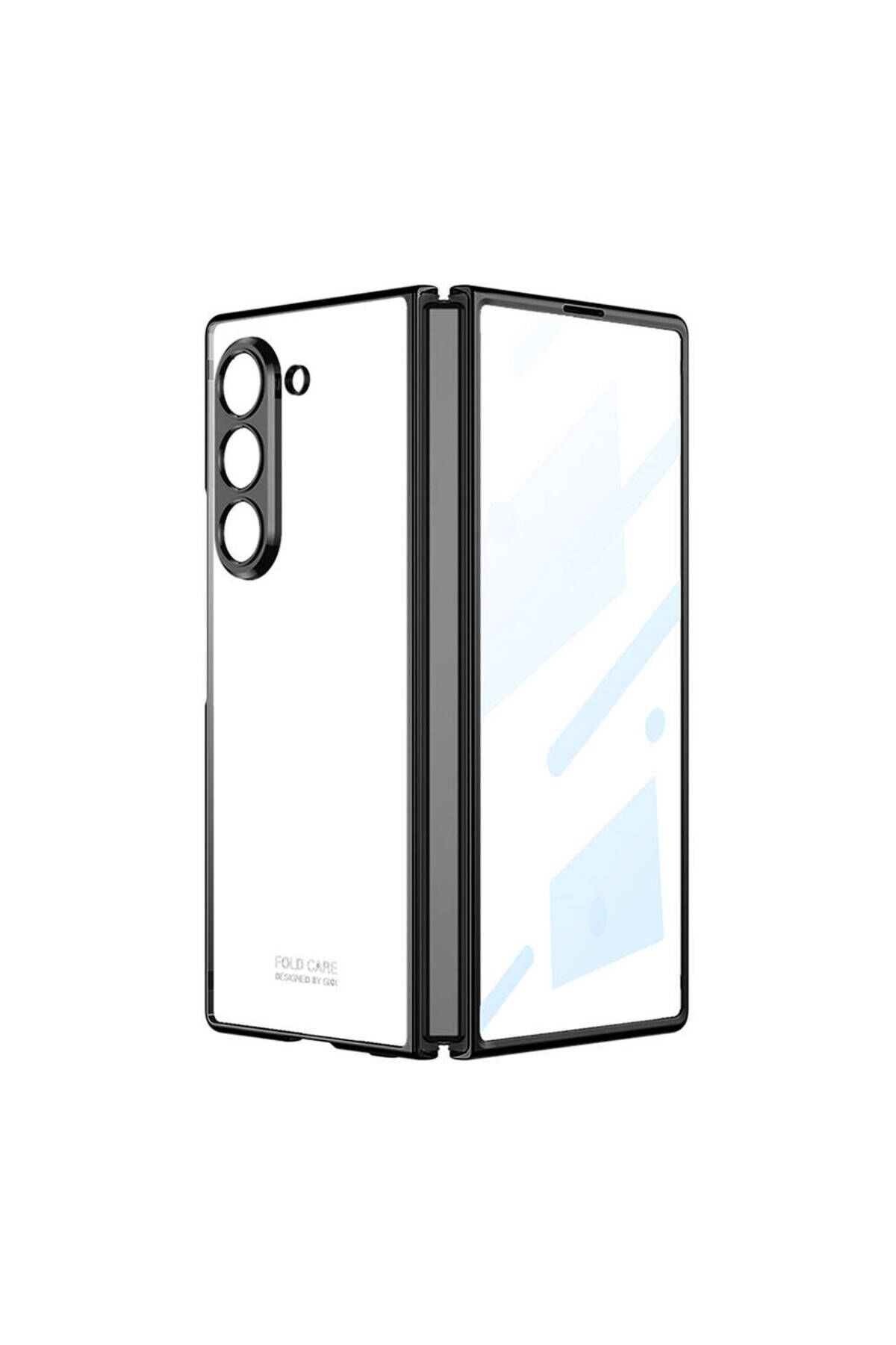 Galaxy Z Fold 6 Kılıf BSAY Full Camlı Kıpta Kapak-Mavi Siyah