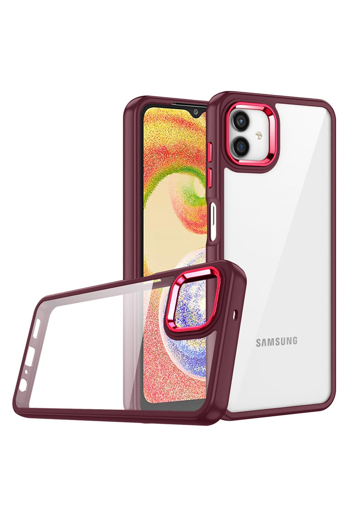 Galaxy A04E Kılıf BSAY Flora Kapak - Lacivert Kırmızı