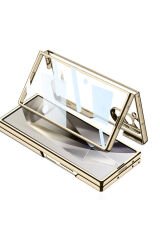 Galaxy Z Fold 6 Kılıf BSAY Full Camlı Kıpta Kapak-Mavi Gold