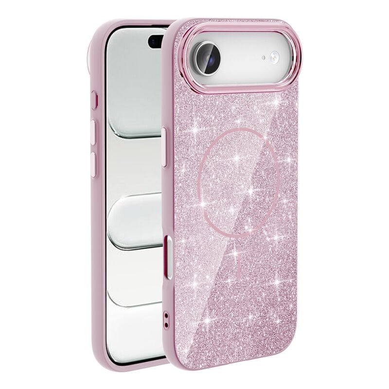 iPhone 17 Air Kılıf M-safe Şarj Özellikli Parlayan Simli Zore Okso Kılıf