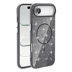 iPhone 17 Air Kılıf M-safe Şarj Özellikli Parlayan Simli Zore Okso Kılıf