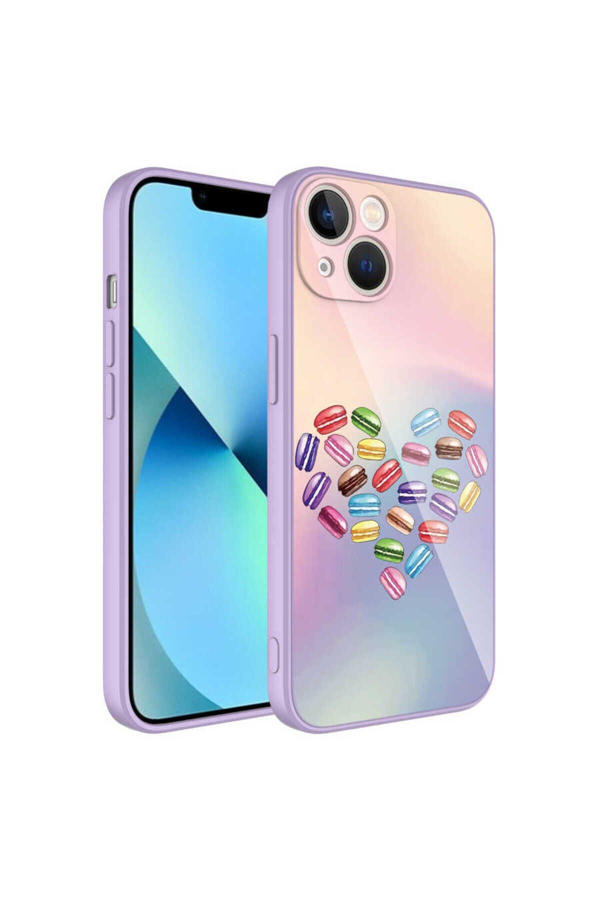 iPhone 13 Uyumlu Kamera Korumalı Desenli Sert Silikon BSAY Epoksi Kılıf-NO1 No1