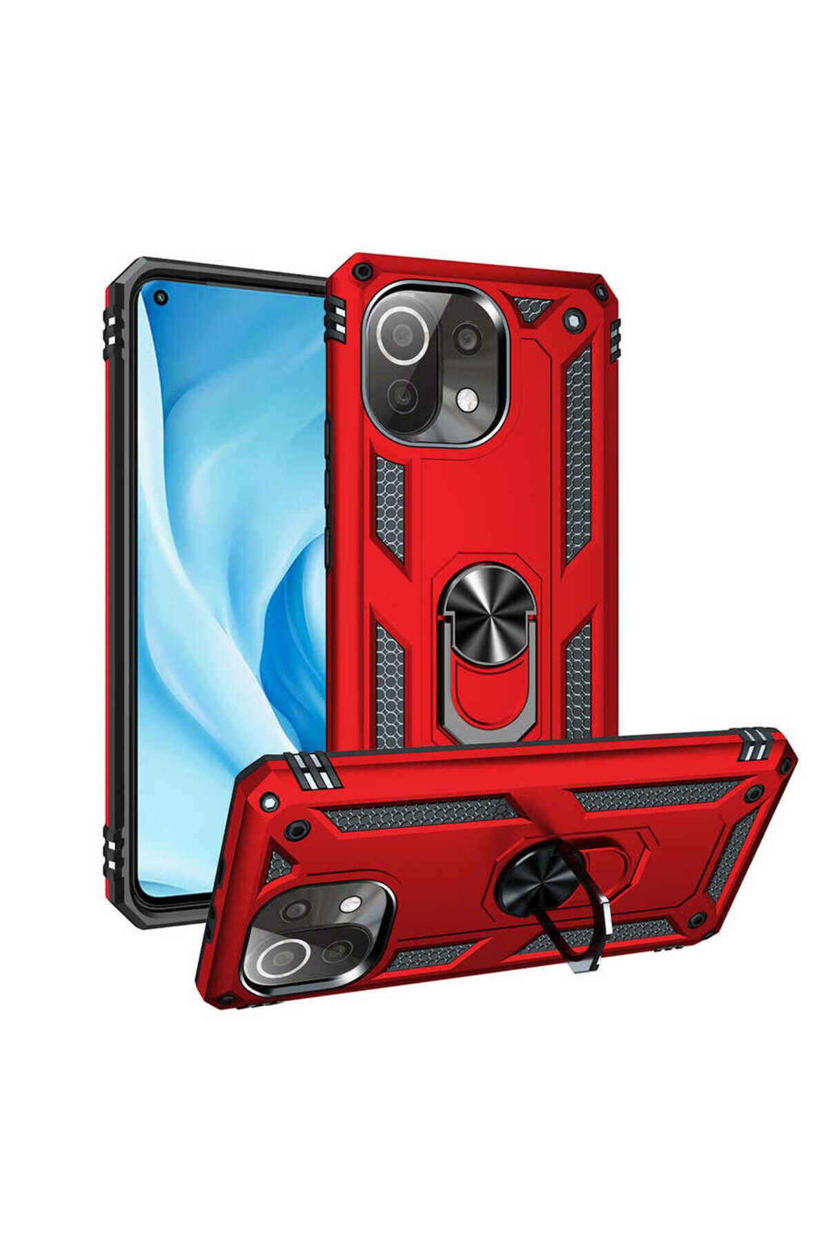 Mi 11 Lite Kılıf BSAY Vega Kapak - Gri Kırmızı