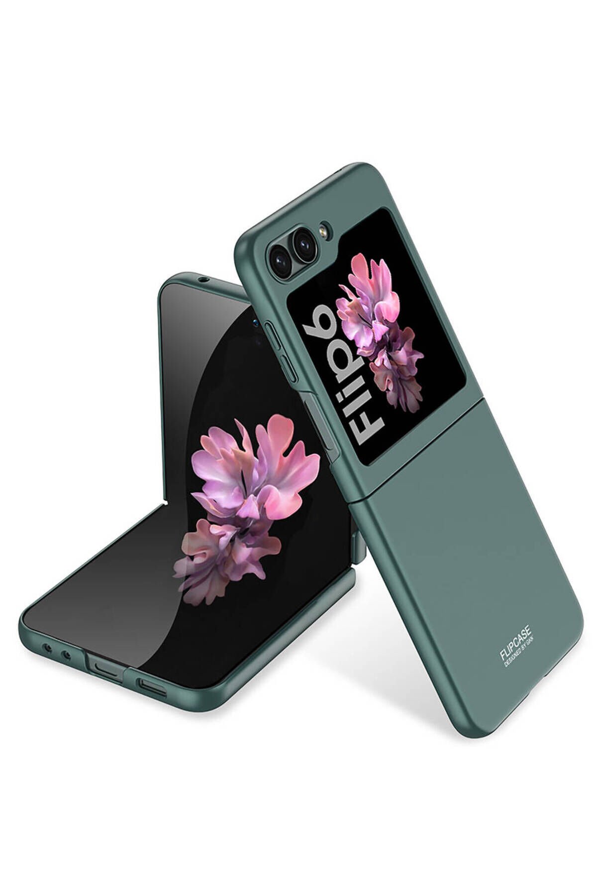 Galaxy Z Flip 6 Kılıf BSAY Sert Kıpta Kapak-Gümüş Koyu Yeşil