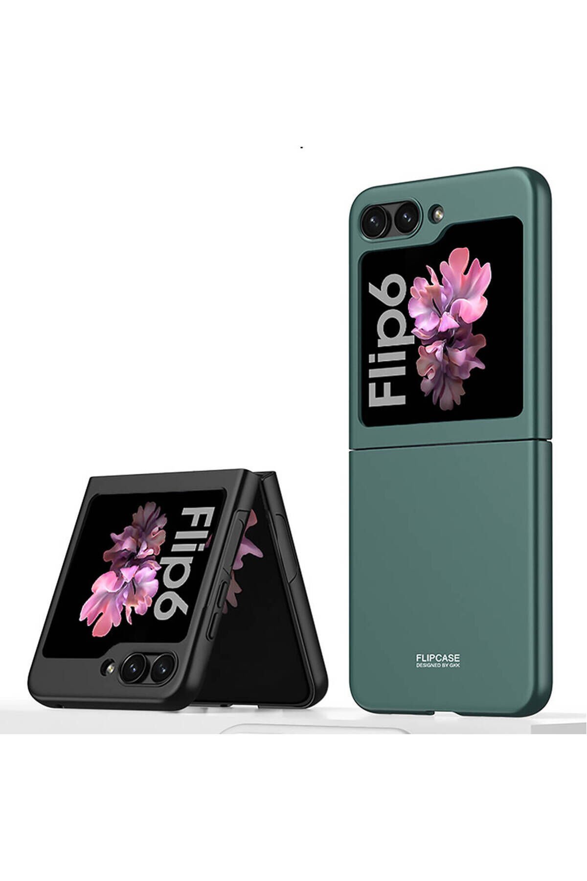 Galaxy Z Flip 6 Kılıf BSAY Sert Kıpta Kapak-Gümüş Koyu Yeşil