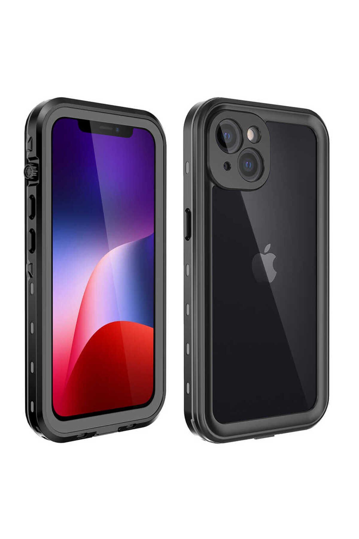 iPhone 13 Mini Uyumlu BSAY 1-1 Su Geçirmez Kılıf-Siyah Siyah