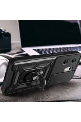 İnfinix Zero 30 4G Kılıf Magnetik Standlı Kamera Korumalı BSAY Sürgülü Vega Kapak - Siyah