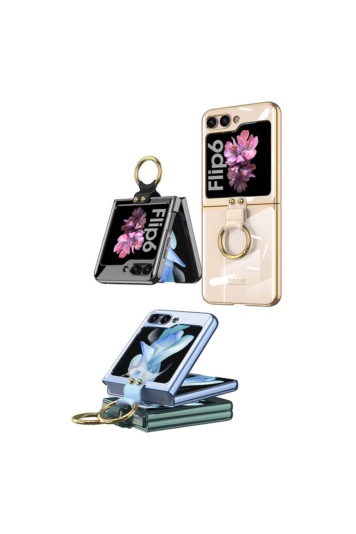 Galaxy Z Flip 6 Kılıf BSAY Yüzüklü Kıpta Kapak-Şeffaf Şeffaf
