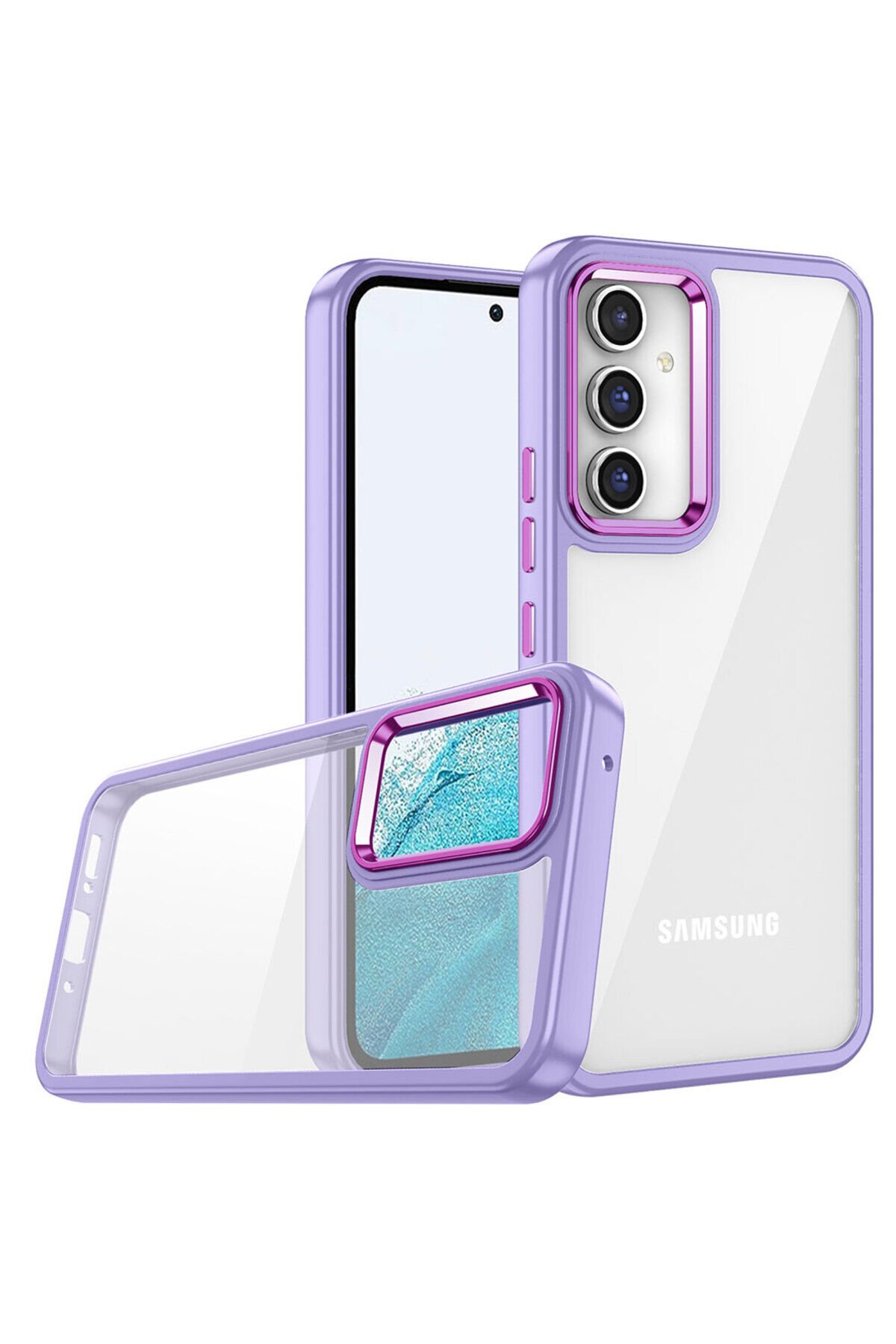 Galaxy A04S Kılıf BSAY Flora Kapak - Yeşil Lila