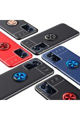 A36 Kılıf GZST Ravel Silikon Kapak - Siyah-Rose Gold Siyah-Kırmızı