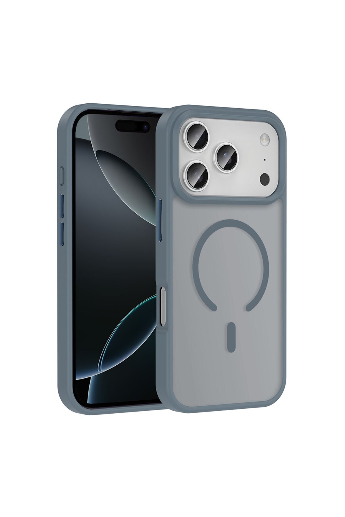 iPhone 17 Pro Kılıf M-safe Şarj Özellikli Mat Arka Yüzey BSAY Sio Kapak - Gri